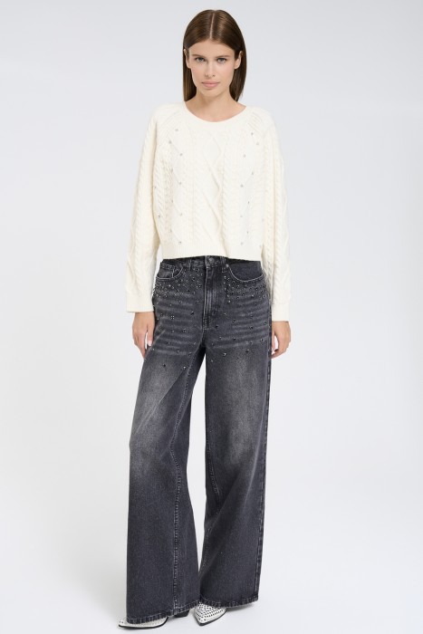 вязаный джемпер от бренда снежная королева вид слева