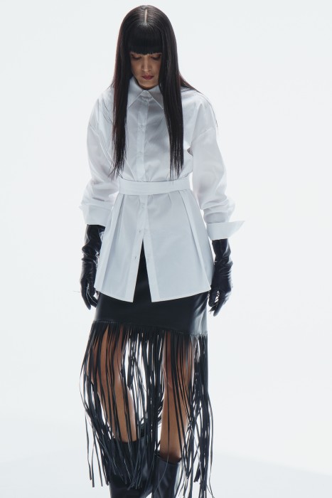 юбка из натуральной кожи с бахромой от бренда снежная королева вид слева