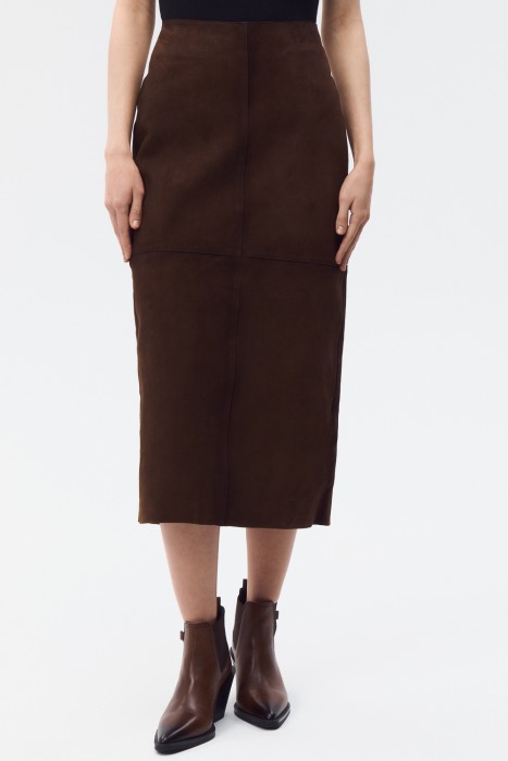 юбка из натуральной замши от бренда снежная королева вид слева