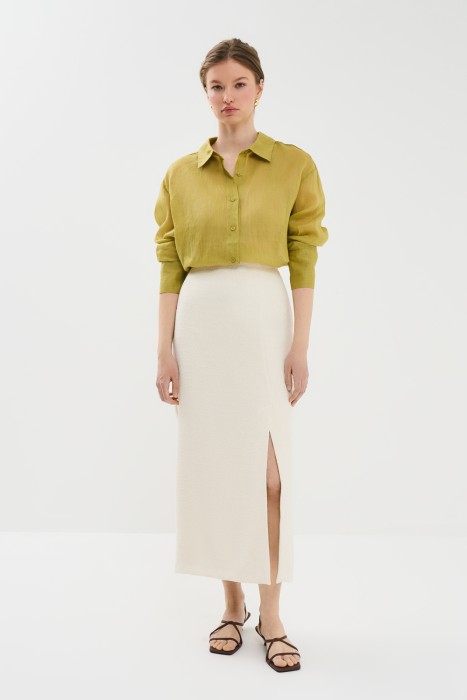 юбка с разрезом от бренда снежная королева вид слева