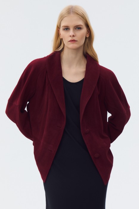 замшевая куртка с поясом от бренда снежная королева вид слева