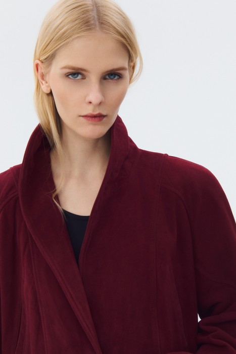 замшевая куртка с поясом из россии вид сбоку