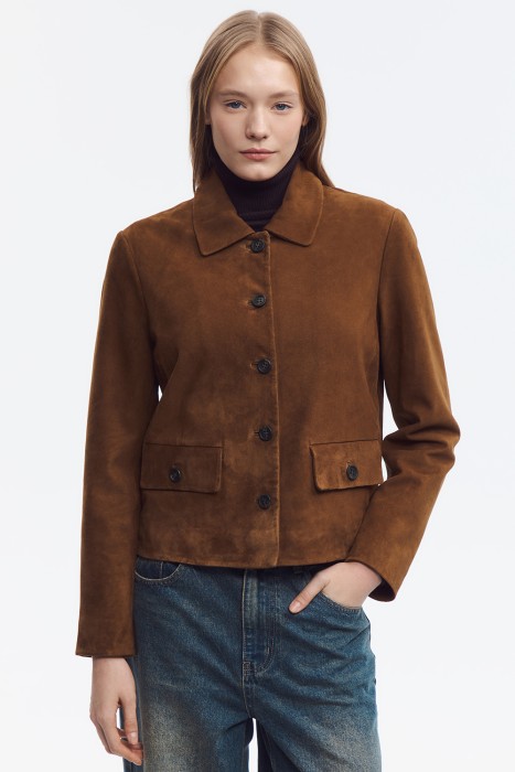 замшевая куртка от бренда снежная королева вид слева