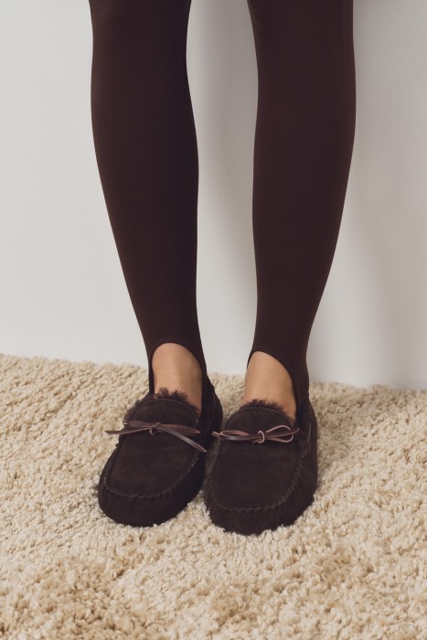 замшевые полуботинки с овчиной из россии вид сбоку