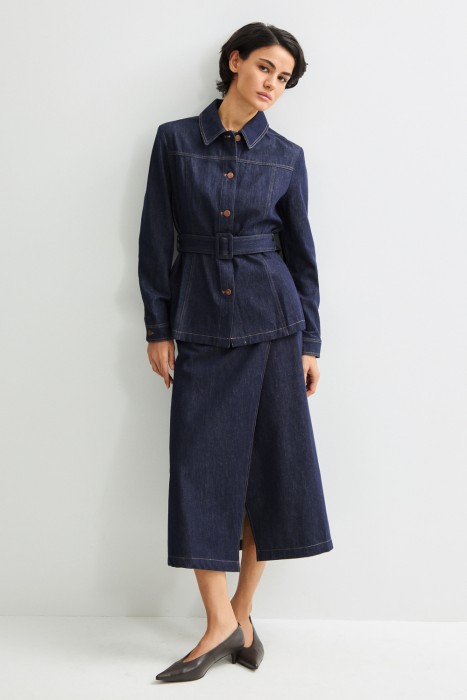 жакет из денима от бренда снежная королева вид слева