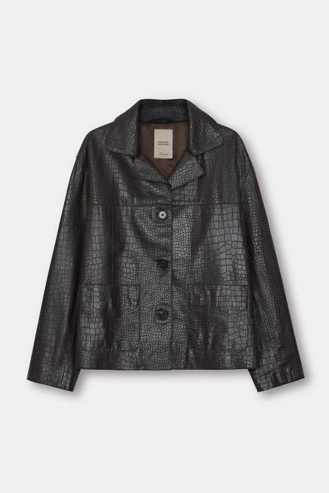 жакет из натуральной кожи с тиснением по цене 33990 руб вид справа