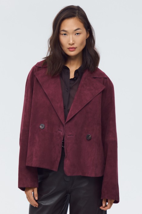 жакет из натуральной замши от бренда снежная королева вид слева