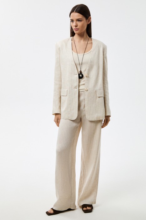 жакет из смесового льна от бренда снежная королева вид слева