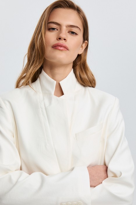 жакет из смесового льна из россии вид сбоку