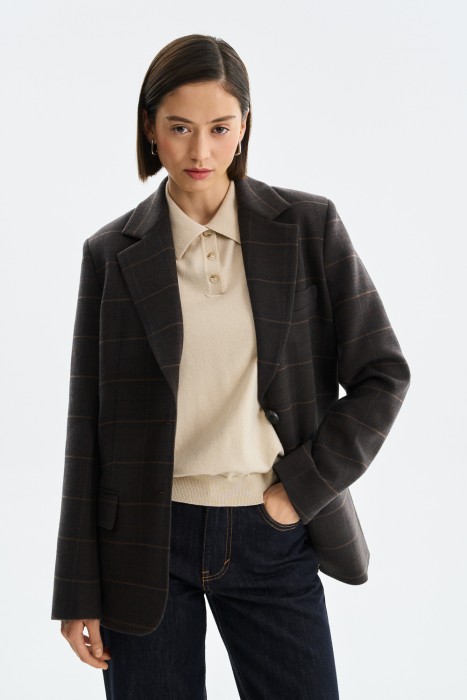 жакет в клетку от бренда снежная королева вид слева