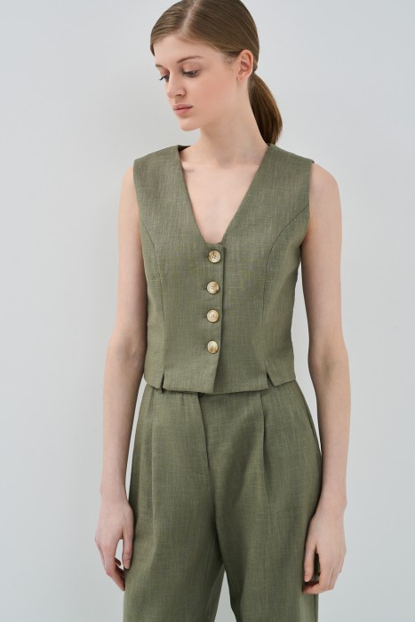 жилет изо льна от бренда снежная королева вид слева