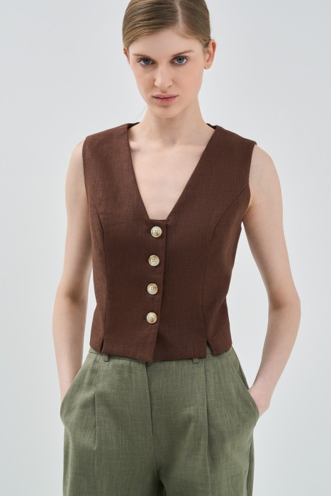 жилет изо льна от бренда снежная королева вид слева