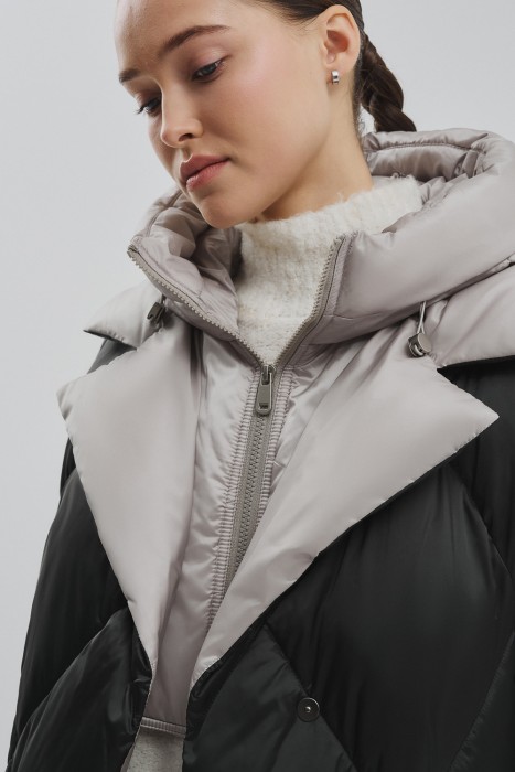 зимнее пальто с капюшоном из россии вид сбоку