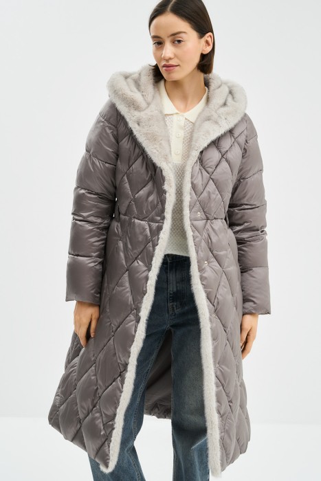 зимнее пальто с меховой отделкой 787838003 фотография