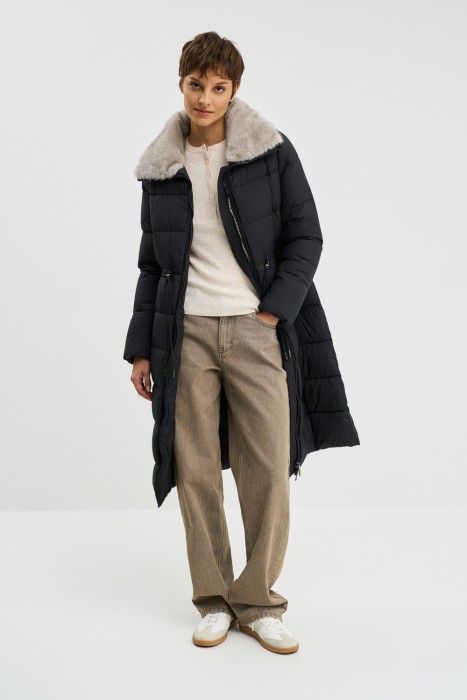 зимнее пальто с меховой отделкой 787166003 фотография