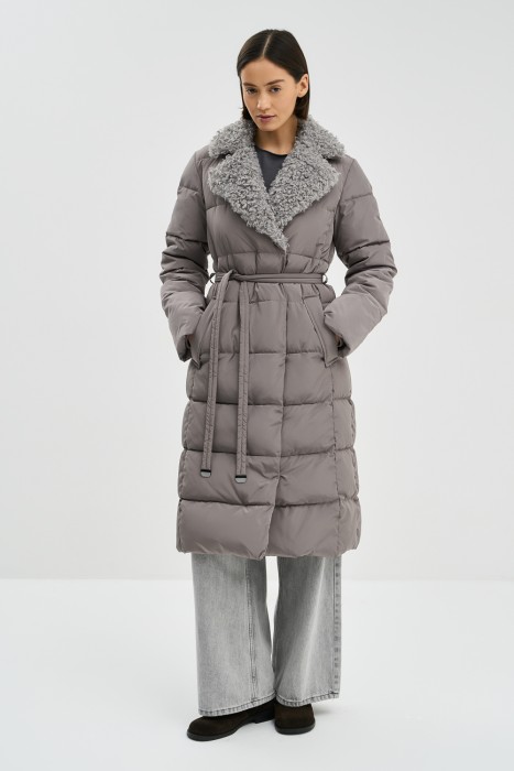 зимнее пальто с меховой отделкой 781482003 фотография