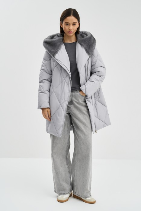 зимнее пальто с меховой отделкой 787163003 фотография