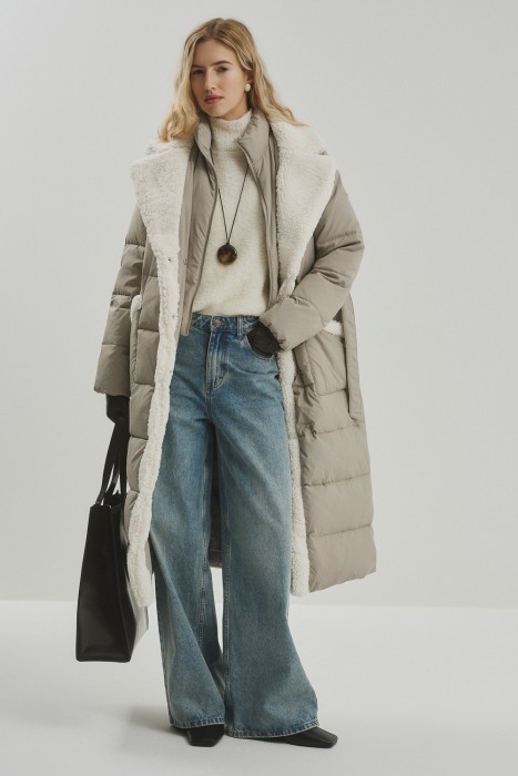 зимнее пальто с меховой отделкой 774084003 фотография