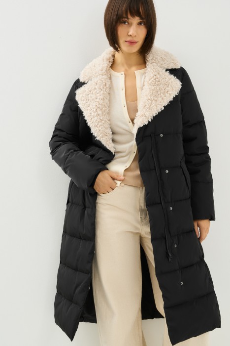 зимнее пальто с меховой отделкой 781465003 фотография
