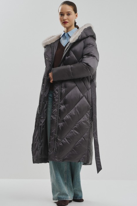 зимнее пальто с меховой отделкой 772295003 фотография