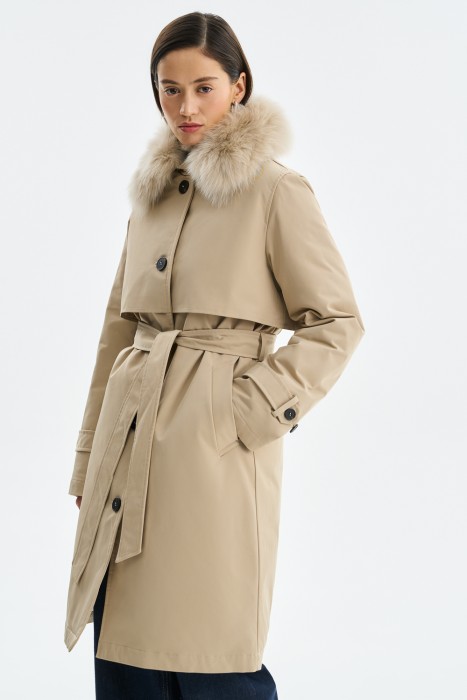 зимнее пальто с отделкой мехом песца 790302003 фотография
