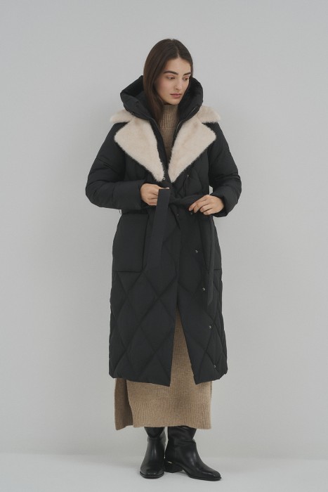 зимнее пальто с отделкой меховой тканью 739825003 фотография