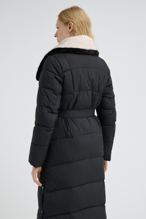 зимнее пальто с отделкой меховой тканью по цене 7250 руб вид справа