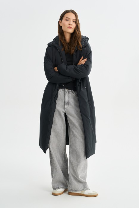 зимнее пальто с поясом 770992003 фотография