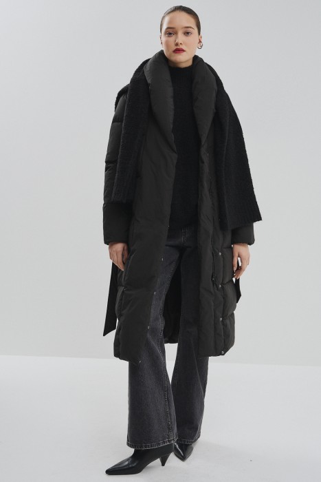 зимнее пальто с поясом 781473003 фотография