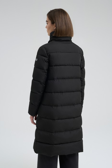 зимнее стеганое пальто из россии вид сбоку