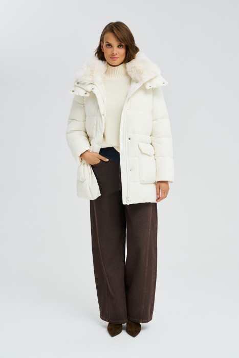 зимняя куртка с капюшоном и меховой отделкой 787844003 фотография