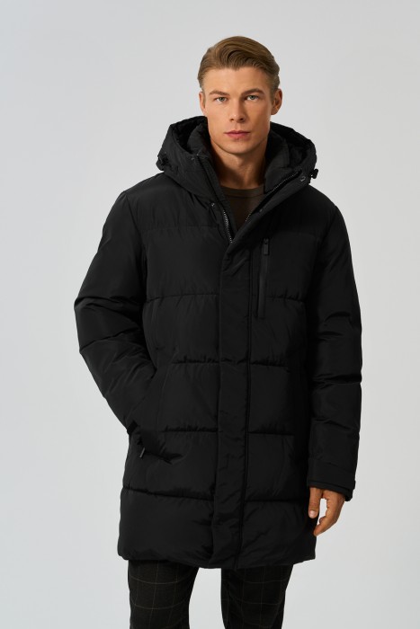 зимняя куртка с капюшоном от бренда снежная королева вид слева