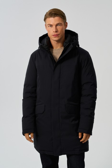 зимняя куртка с капюшоном от бренда снежная королева вид слева