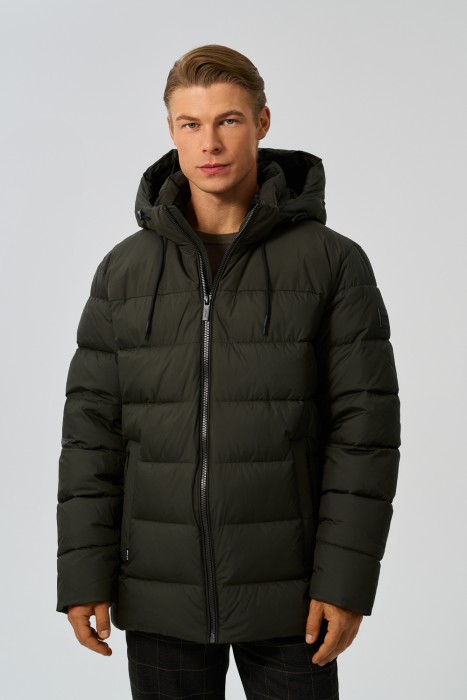 зимняя куртка с капюшоном от бренда снежная королева вид слева