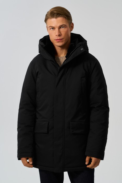 зимняя куртка с капюшоном от бренда снежная королева вид слева