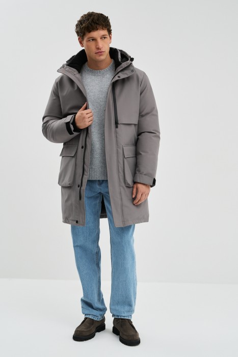 зимняя куртка с капюшоном из россии вид сбоку