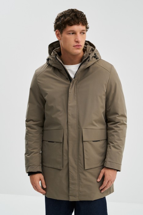 зимняя куртка с капюшоном от бренда снежная королева вид слева