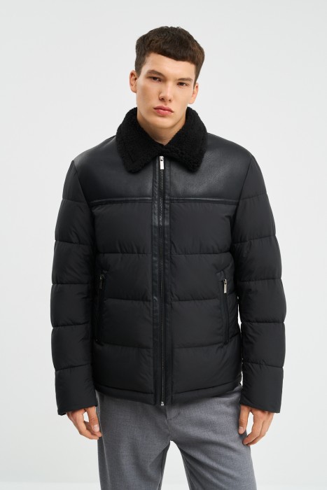 зимняя куртка с меховой отделкой от бренда снежная королева вид слева