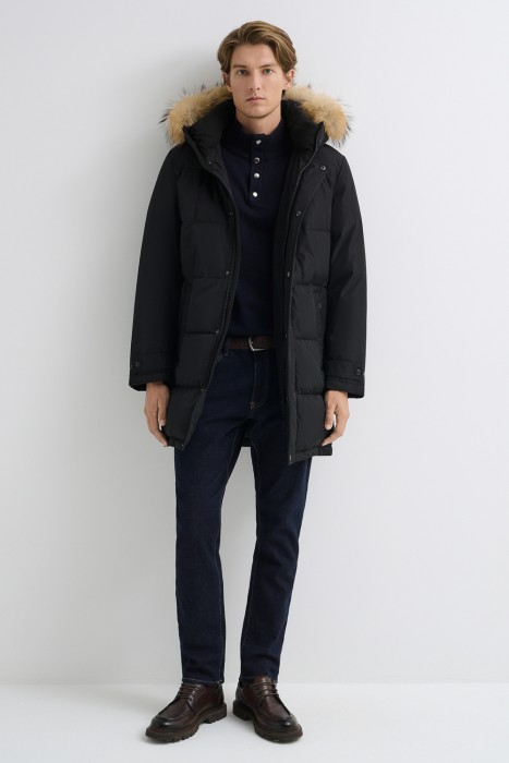 зимняя куртка с отделкой мехом енота 726097003 фотография