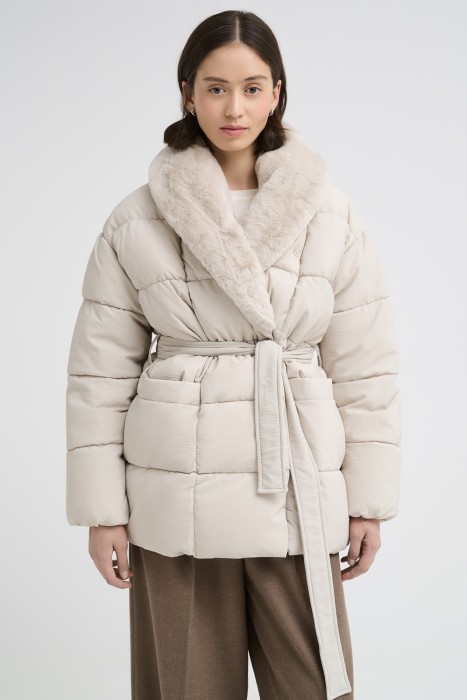 зимняя куртка с отделкой меховой тканью 715349003 фотография