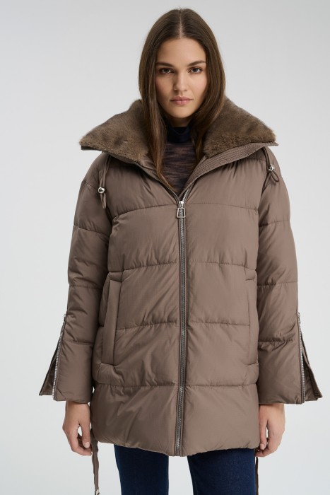 зимняя куртка с отделкой меховой тканью 739828003 фотография
