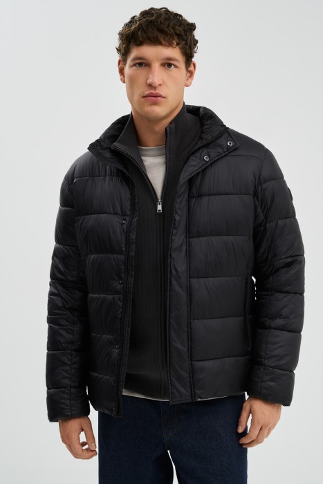 зимняя куртка с трикотажной вставкой от бренда снежная королева вид слева