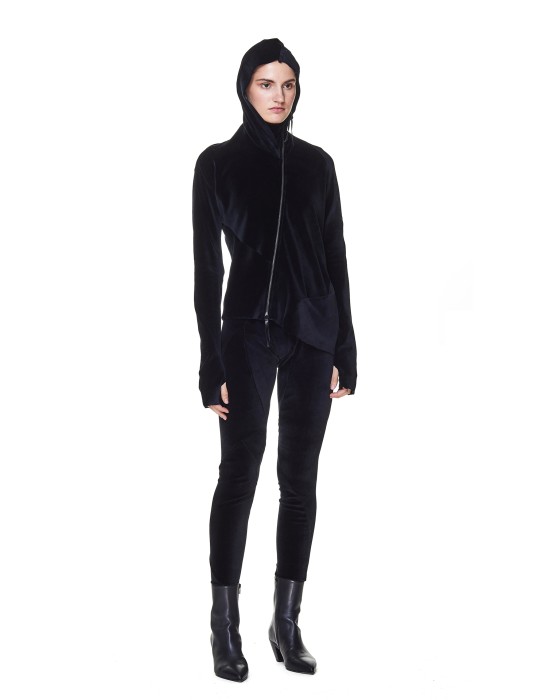 бархатные леггинсы с асимметричными швами DIS-W-LGS-01/blk фотография