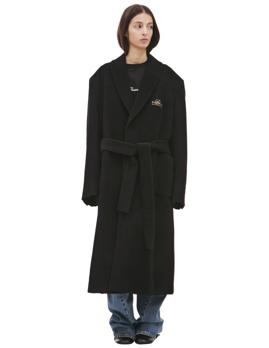 черное пальто из шерсти 24AW02CO62 фотография