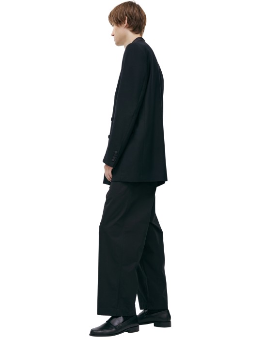 черный пиджак с шелковым воротом от бренда dries van noten вид слева