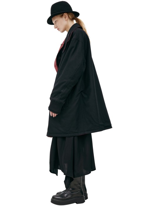 двустороннее пальто с принтом от бренда yohji yamamoto вид слева