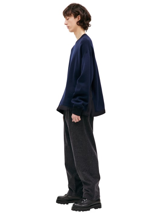 комбинированный свитшот с разрезами от бренда jil sander вид слева