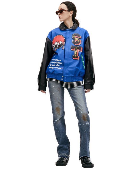 кожаная куртка saint michael х denim tears с нашивками SM-A23-0000-C24 фотография