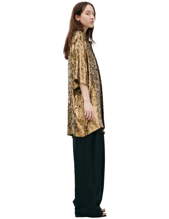 оверсайз рубашка в пайетках от бренда dries van noten вид слева