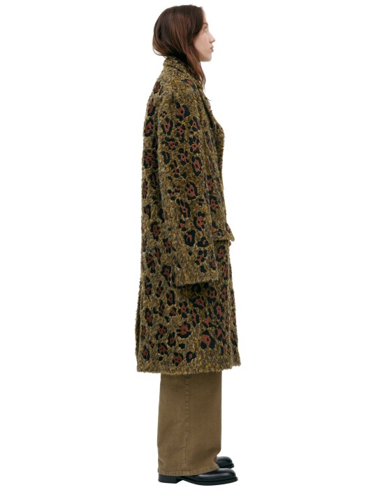 пальто с анималистичным принтом от бренда dries van noten вид слева